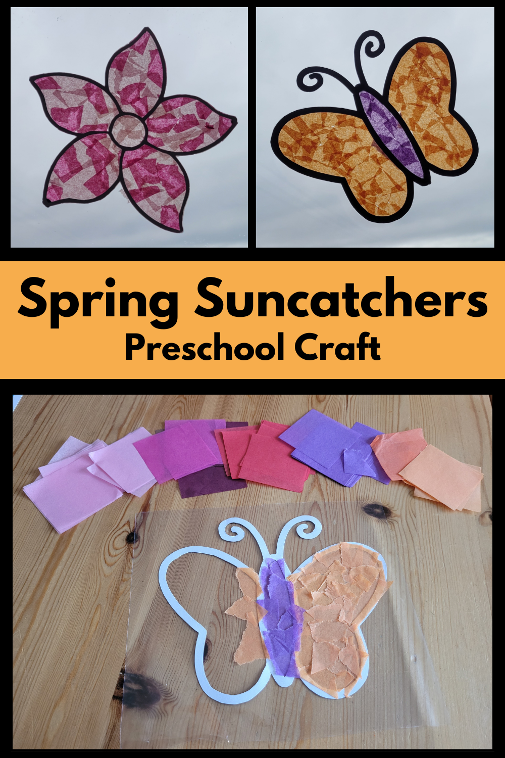 Spring Suncatcher Crafts for Kids [with Free Printable Template]