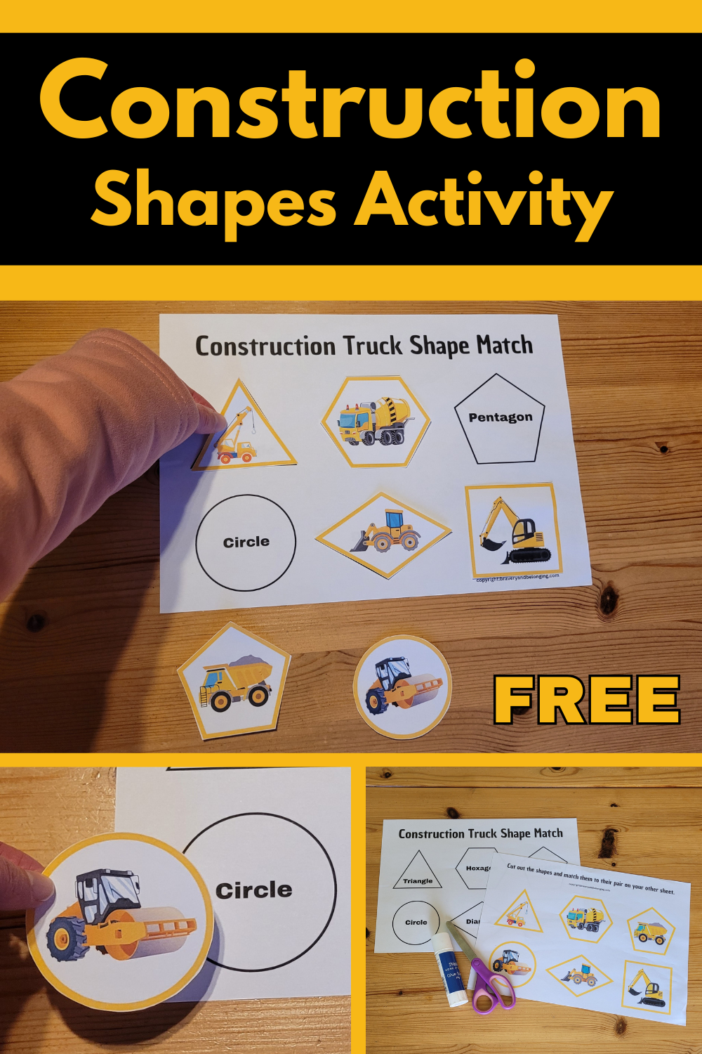 Construction Shapes Activity [Free Printable]
