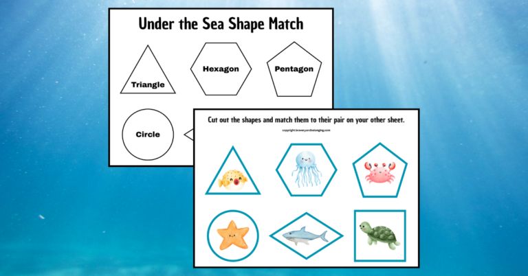 Image of the free under the sea shape activity for kids