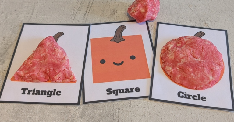 An image of a few of my free printable pumpkin shape playdoh mats for fall