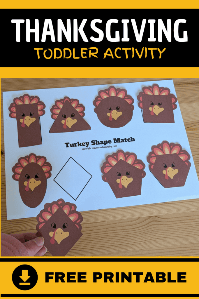 pin text reads, thanksgiving toddler activity free printable and shows an image of it.